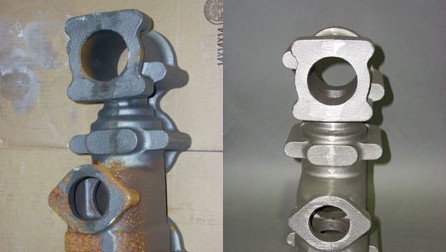 華盛泰拋丸機(jī)清理效果圖對比。